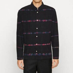 AllSaints NWT Claverack Tie Dye Check Black Flannel Shirt Size M Long Sleeve
